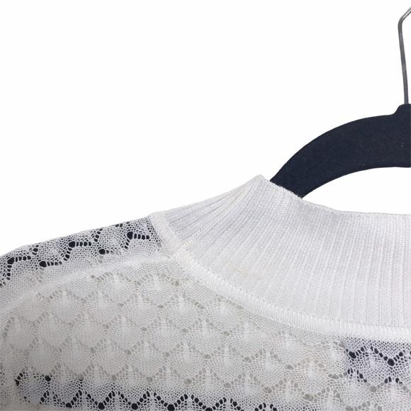 Storm & Marie White Elena SS Sweater Short Sleeve Open Knit Sweater - Picture 4 of 9